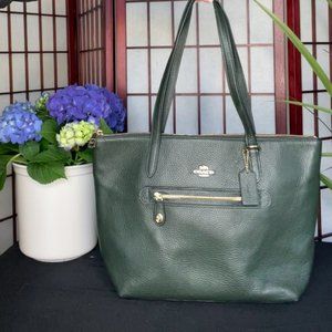 Coach Forest Green Pebble Leather Tote